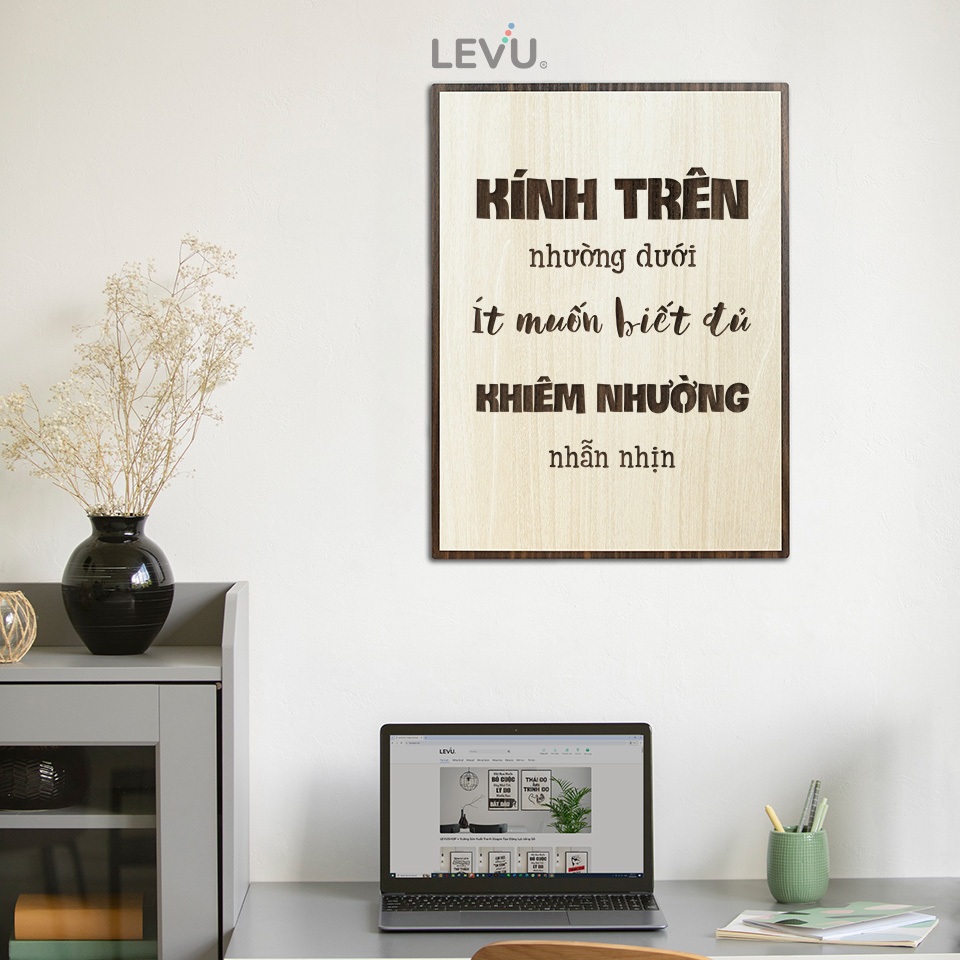 Tranh làm quà tặng bằng Gỗ khắc chữ trang trí tạo động lực LEVU028