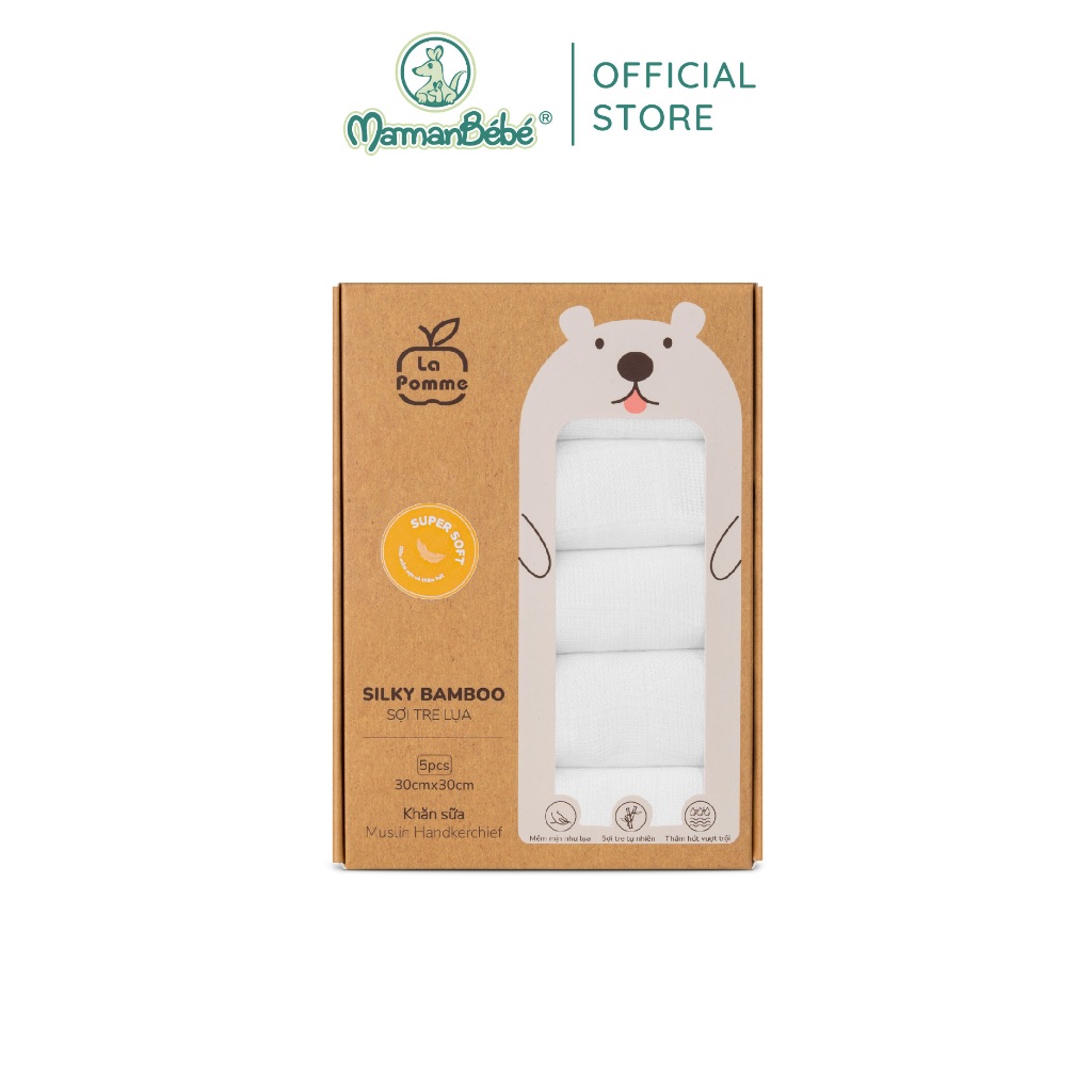 Ảnh K001 Set 5 Khăn sữa sợi tre lụa (30x30cm) La pomme 3