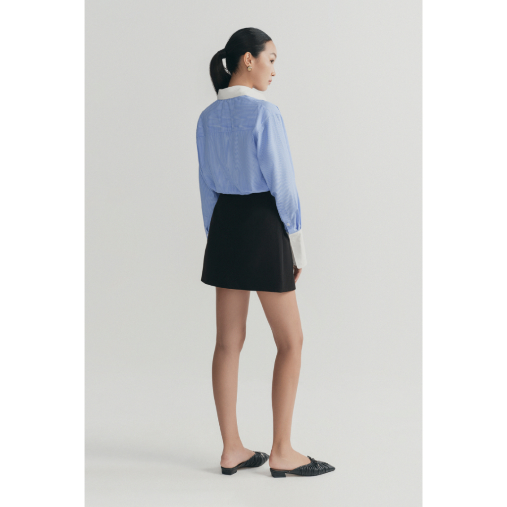 Ảnh Áo sơ mi dáng relaxed MONO TALK cổ và măng sét tay phối trắng MOF24S-T10012TK 3