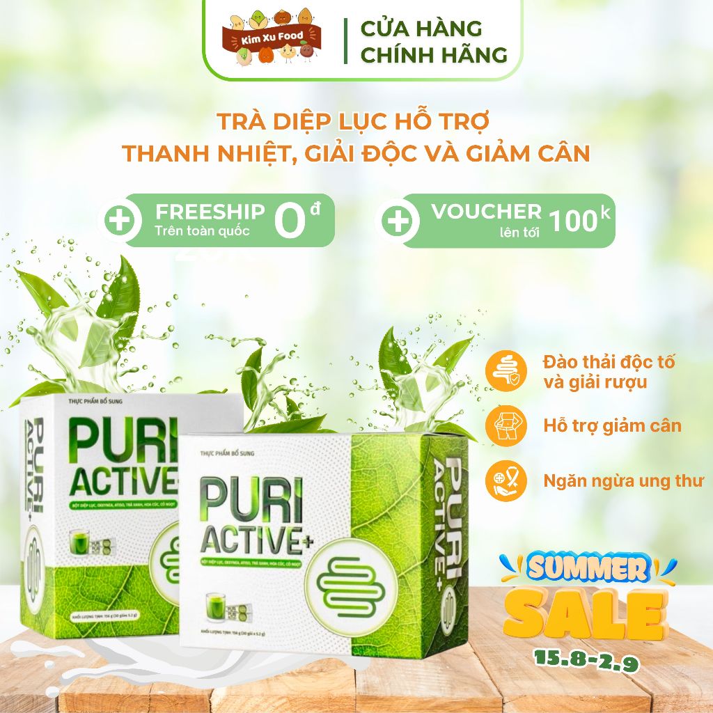 Trà Diệp Lục - Puri Active+ thanh mát cơ thể, hỗ trợ thải độc, giảm cân ...