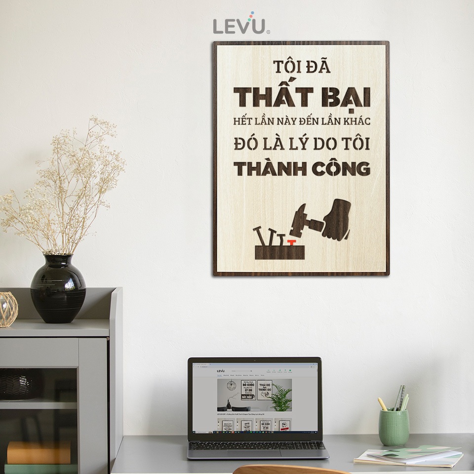 Tranh Treo Tường Gỗ LEVU048 trang trí phòng làm việc