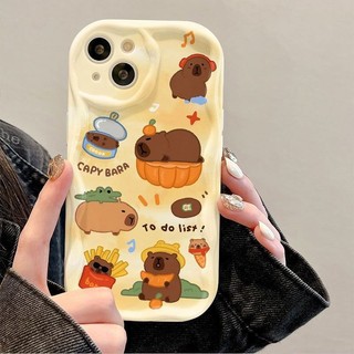 Ốp Iphone hoạt hình Capybara to do list viền nổi cạnh sóng iphone  17 16 15 7 8plus X Xr XsMax 11 12 13 14 15 Pro max