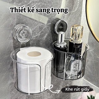 Hộp đựng giấy vệ sinh trong suốt ECO hút chân không có khe rút giấy, Hộp đựng khăn giấy phòng tắm
