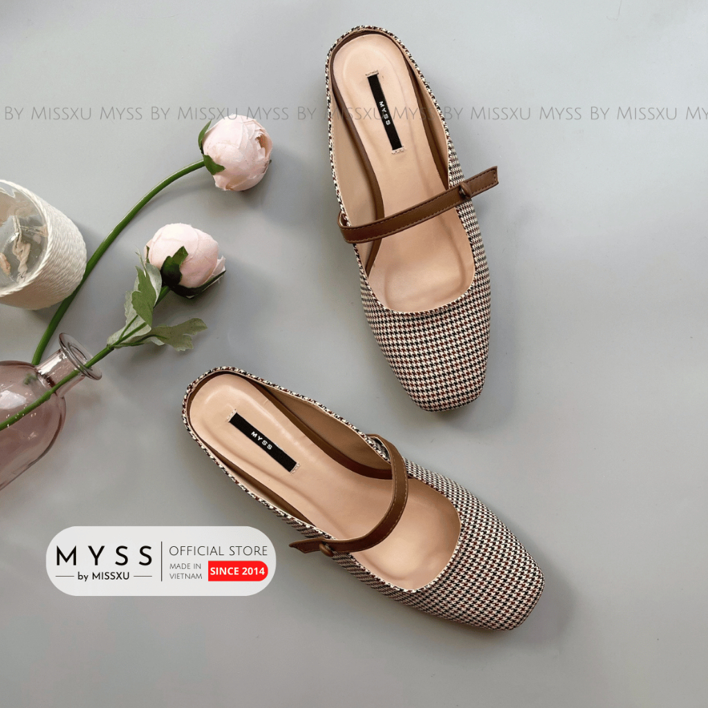 Giày guốc sục nữ MYSS mũi vuông phối quai ngang 1cm thời trang - SU171