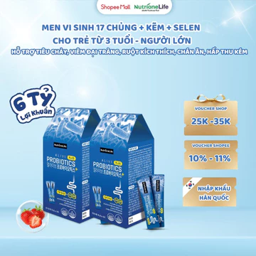 COMBO 2 Hộp Men Vi Sinh Alive Probiotics Plus 17 Chủng,Kẽm,Selen Cải Thiện Tiêu Chảy, Táo Bón, Rối Loạn Tiêu Hóa 2g/Gói