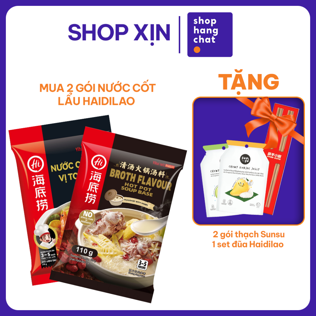 [MUA 2 GÓI TẶNG 2 GÓI SUNSU + 1 SET ĐŨA] Nước Cốt Lẩu Haidilao Thượng ...