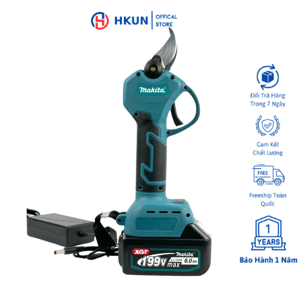 Máy cắt tỉa cành dùng pin Makita, kéo cắt cây động cơ không chổi than siêu khỏe cho nghề làm vườn cây cảnh