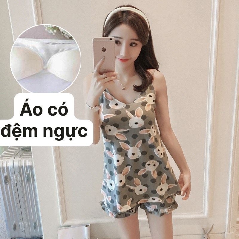 (Xả kho)set bộ ngủ họa tiết có đệm ngực từ 40-50kg
