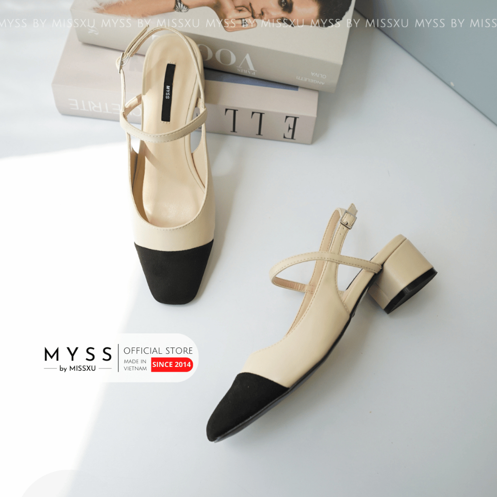 Giày cao gót nữ MYSS mũi vuông quai cài sau 4 cm thời trang - CG262