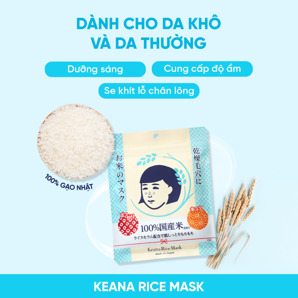Ảnh Mặt Nạ Cám Gạo Keana Dưỡng Sáng Giảm Thâm Rice Mask 10 Miếng 2