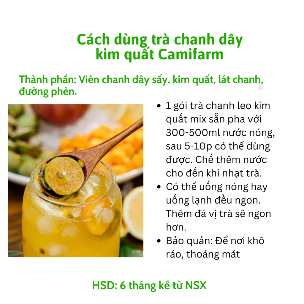 Ảnh Trà detox trái cây chanh dây kim quất trắng da Camifarm 1 gói, thanh nhiệt cơ thể, bổ sung vitamin C 2