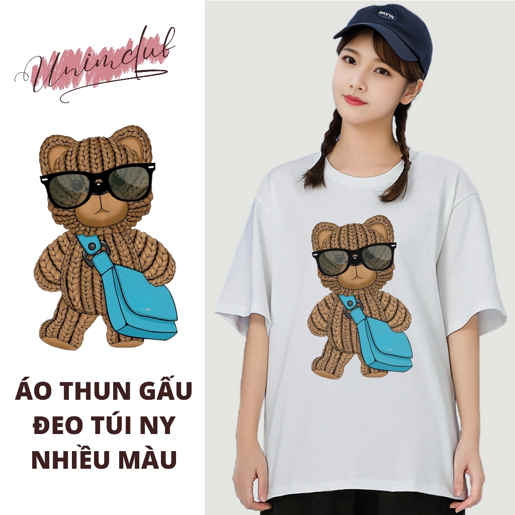 [VẢI 250 GSM] Áo Thun Gấu Đeo túi NY 2024 Form Unisex Nhiều Màu Vải Cotton 250 GSM Cao Cấp - AP201