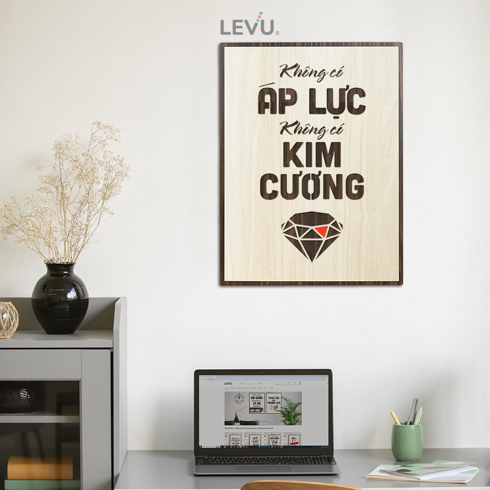 [Không có áp lực, không có kim cương] Tranh treo tường Gỗ trang trí phòng tạo động lực LEVU010