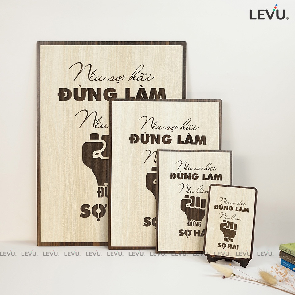 Tranh Slogan nội dung tạo động lực làm việc bằng Gỗ LEVU020