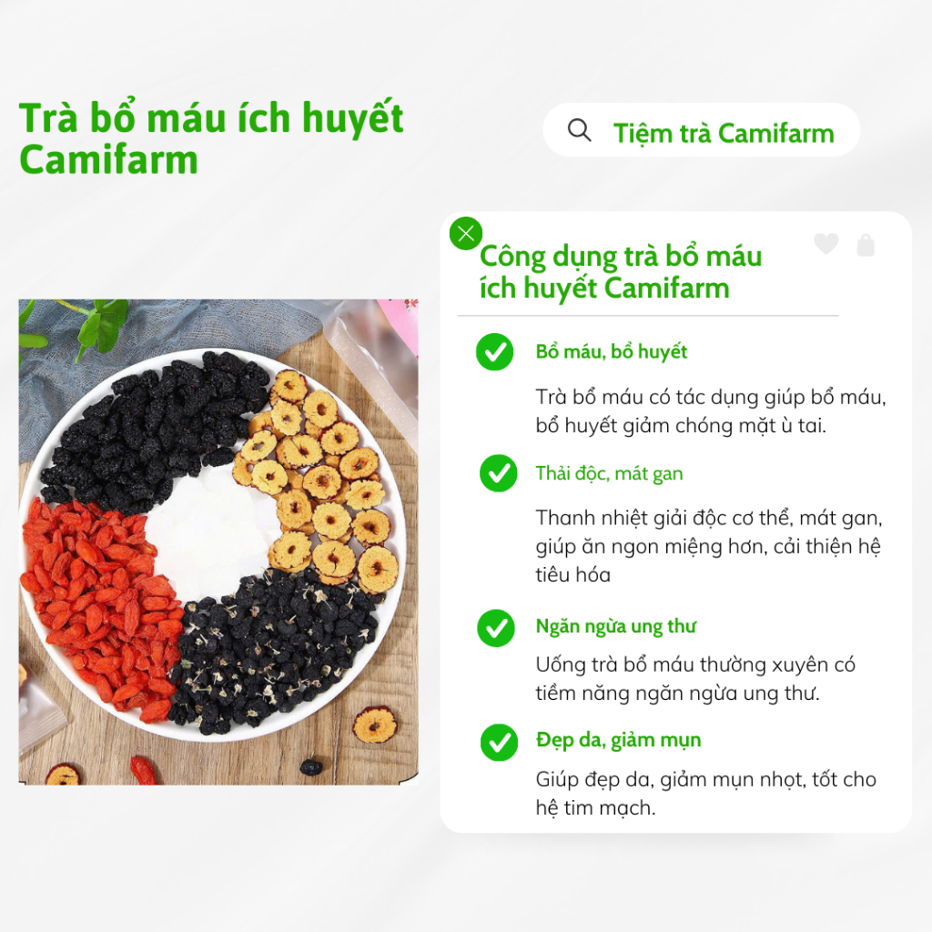 Ảnh Trà bổ máu ích huyết Camifarm - bổ máu - mát gan - thanh nhiệt giải độc 1
