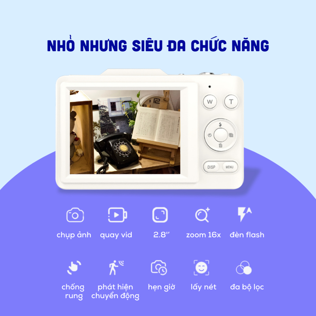 Máy ảnh kỹ thuật số mini Anh Phi Digital V02 nhỏ gọn nhiều màu Anh Phi ...