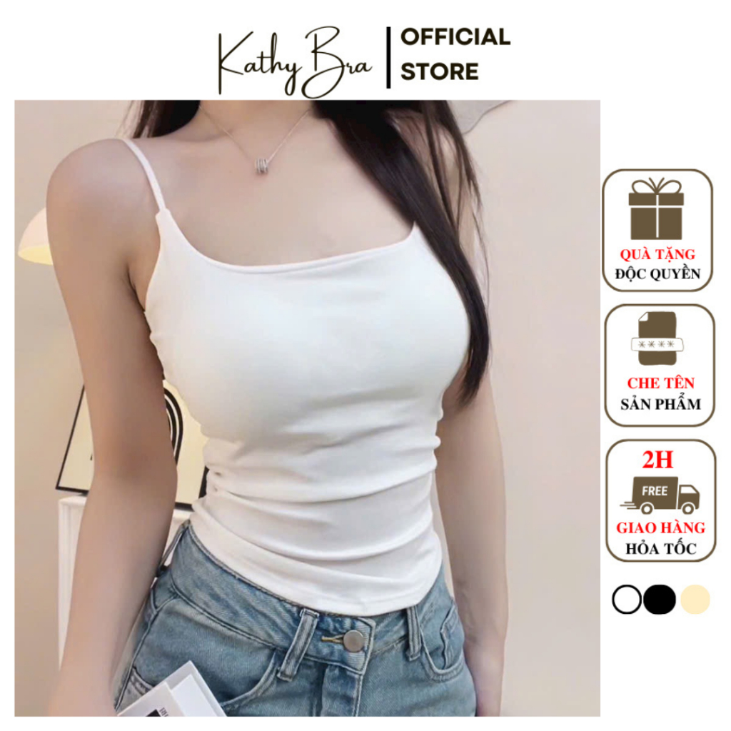C17 Áo Bra Nhún Eo Cổ U Hai Dây KATHY BRA Có Đệm Mút Chất Cotton mát Co dãn Dày Dặn Siu Tôn Dáng Màu Basic Mix ĐồXinh | BigBuy360 - bigbuy360.vn