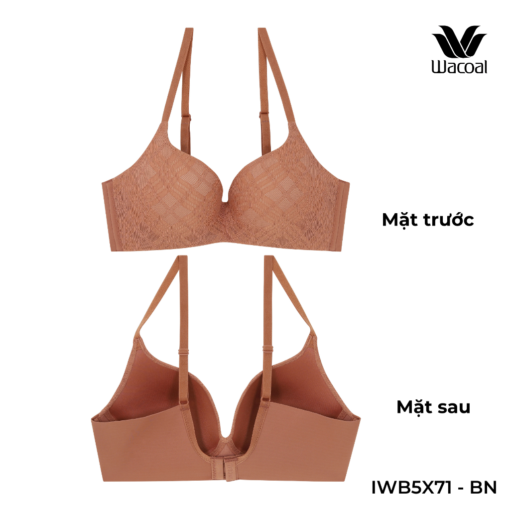 Áo ngực nữ Wacoal không gọng mút mỏng nâng ngực nhẹ, Áo lót ren bản lưng không viền - IWB5X71