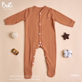 Body Baru Cho Bé 0-3M & 3-6M Liền Tất Sợi Tre Mềm Mịn Xanh - Trắng - Nâu - Vàng