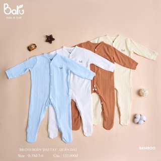 Body Baru Cho Bé 0-3M & 3-6M Liền Tất Sợi Tre Mềm Mịn Xanh - Trắng - Nâu - Vàng