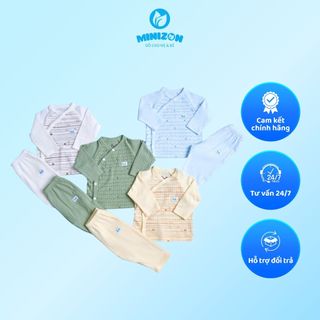 Set Sơ Sinh Cho Bé 0-3M Quần Áo - Mũ - Yếm Vàng, Trắng, Xanh