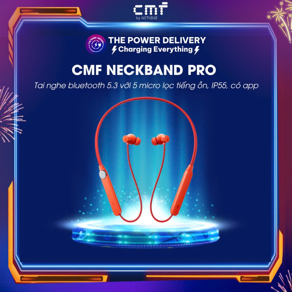Tai nghe thể thao Bluetooth CMF By Nothing NECKBAND PRO với 5 micro lọc