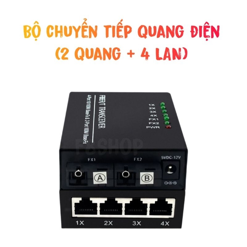 Bộ chuyển đổi 2 quang 4 LAN 1 sợi 100Mbps converter quang 2 quang 4 LAN ...