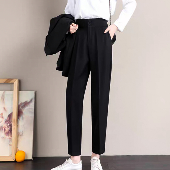 Ảnh Quần baggy nữ công sở lưng cao 2 nút THOCA HOUSE quần tây nữ chuẩn form cao cấp tôn chân dài 3