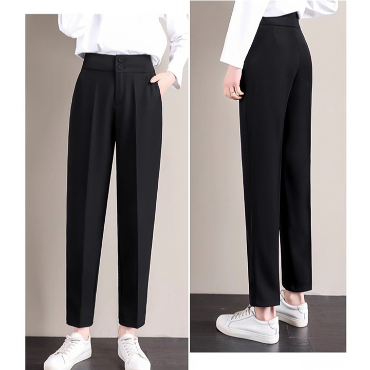 Ảnh Quần baggy nữ công sở lưng cao 2 nút THOCA HOUSE quần tây nữ chuẩn form cao cấp tôn chân dài 2