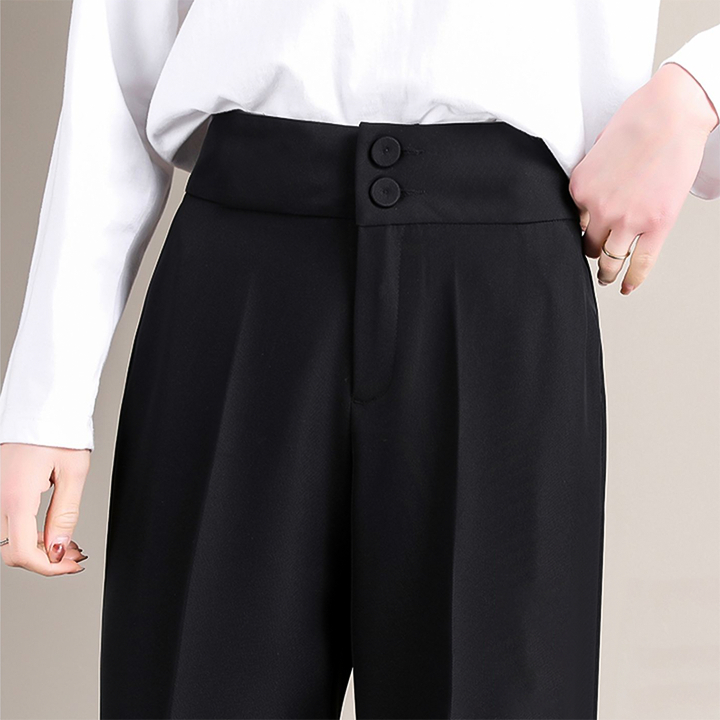 Ảnh Quần baggy nữ công sở lưng cao 2 nút THOCA HOUSE quần tây nữ chuẩn form cao cấp tôn chân dài 1