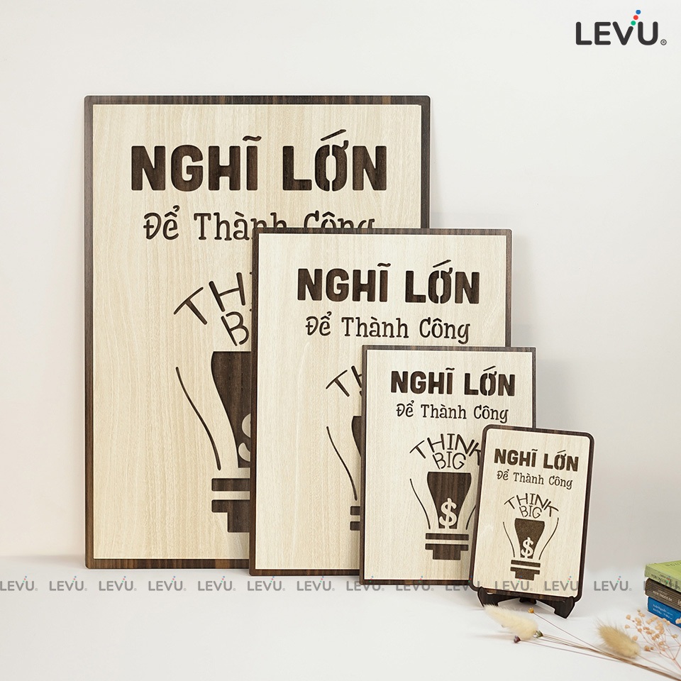 Tranh Decor Gỗ tạo động lực "Nghĩ lớn để thành công" mẫu bán chạy LEVU030