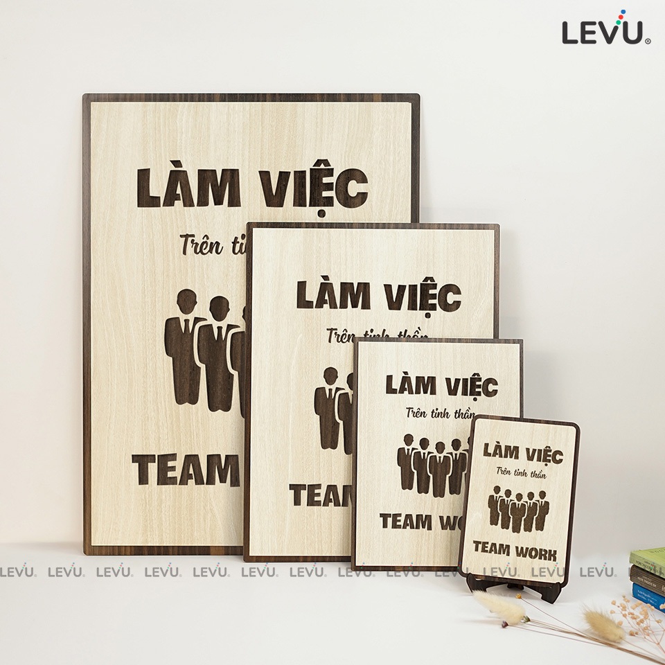 Tranh Tạo Động Lực Gỗ LEVU065 làm việc trên tinh thần Team Work