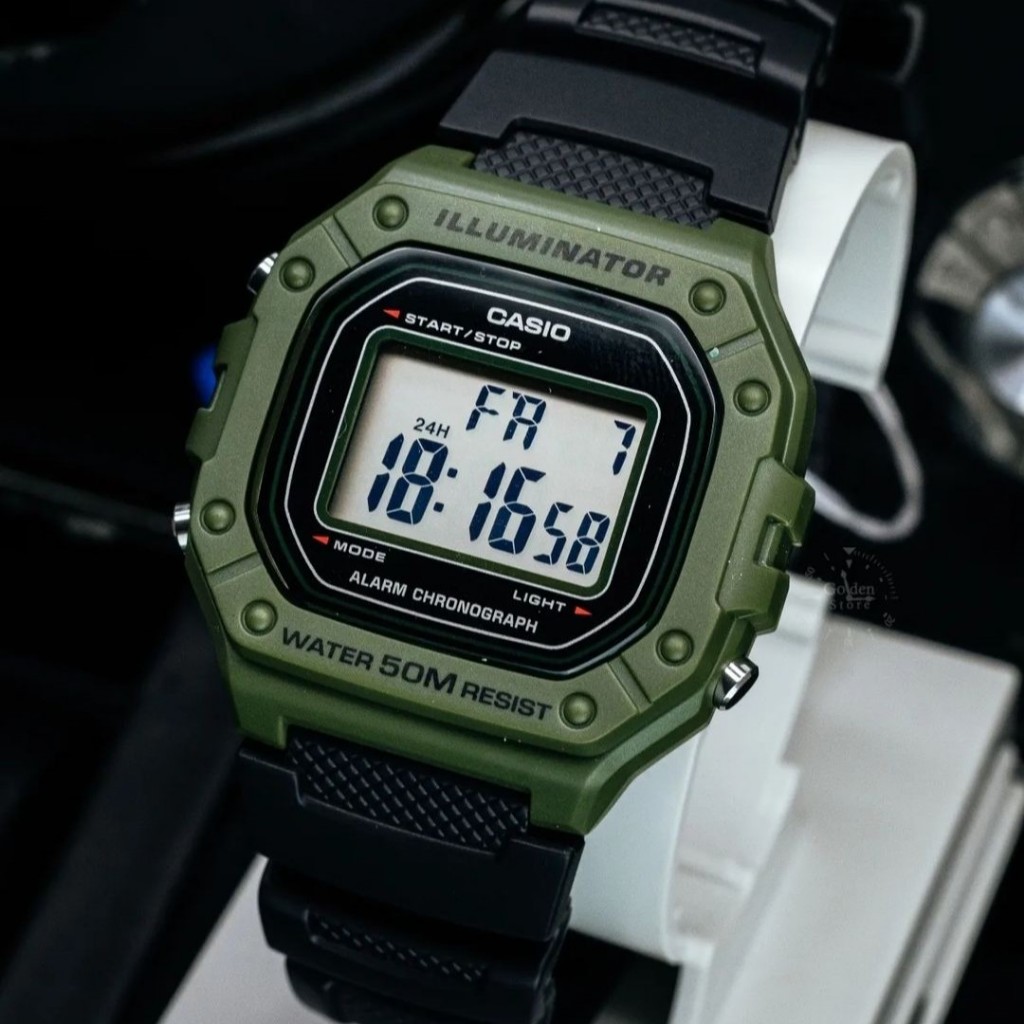 Ảnh Đồng Hồ Casio Nam Điện Tử W-218H-3AVDF Mặt Vuông Dây Cao Su Chính Hãng 2
