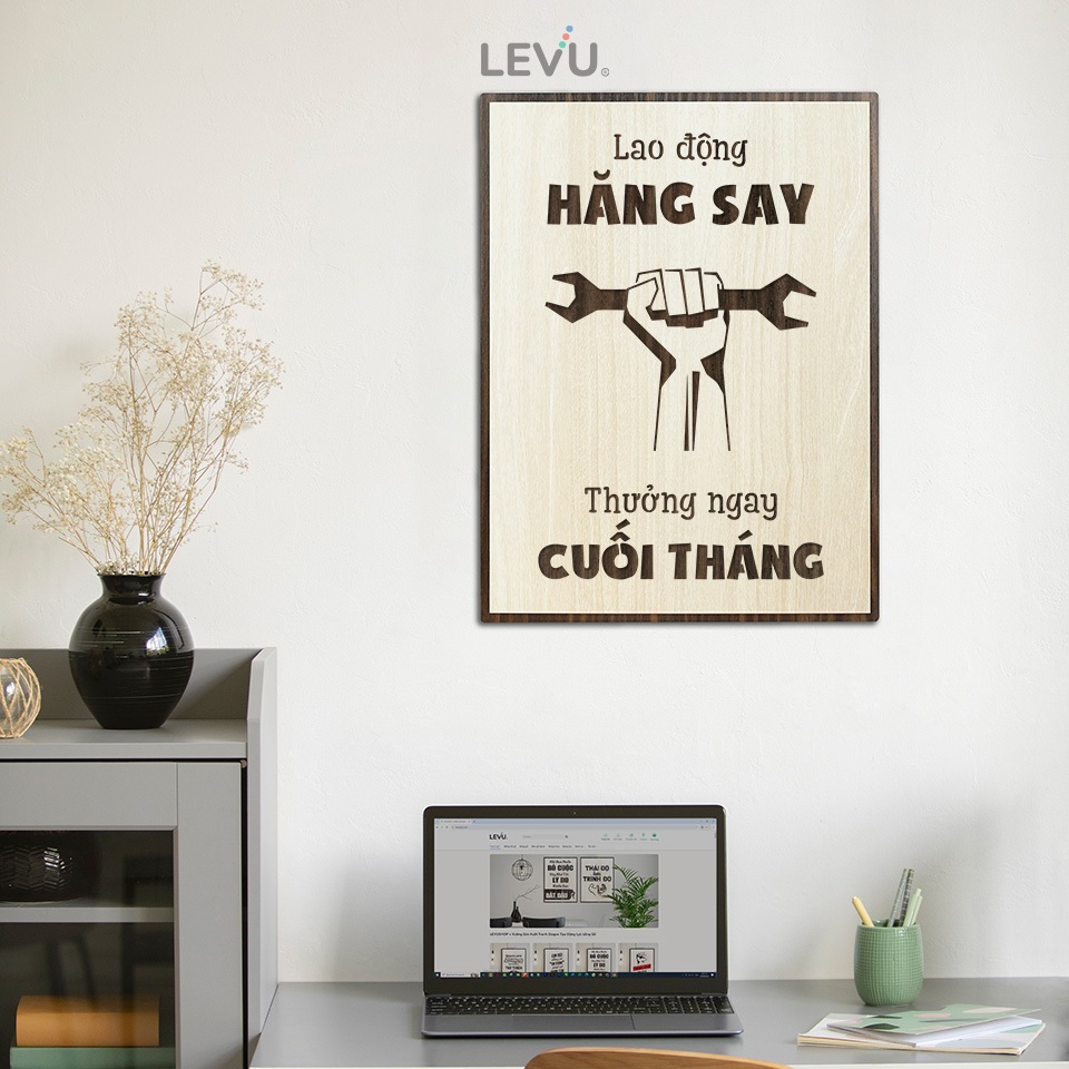 Tranh Gỗ khắc laser nội dung tạo động lực thúc đẩy làm việc LEVU025