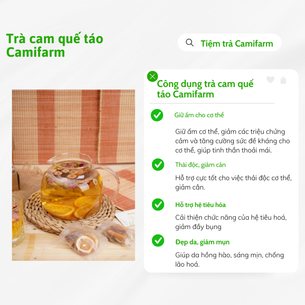 Ảnh Trà Cam Quế Táo Camifarm thanh lọc cơ thể, thơm miệng, hỗ trợ giảm cân, tăng cường sức đề kháng 1