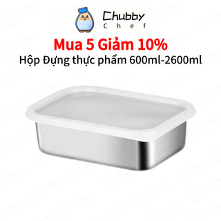 Hộp đựng đồ ăn mini Chubby Chef - Hộp inox có nắp 600ml bảo quản thực phẩm dùng được lò vi sóng, bếp từ hộp cơm trưa