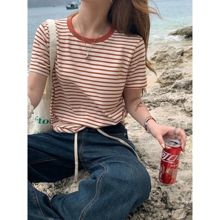 Áo Thun Nữ ngắn tay kẻ sọc ngang JULY fashion2023, Áo phông Nữ sọc ngang Chất Cotton dày dặn, mẫu mới 2024