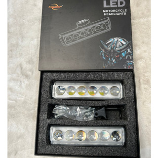 Đèn led bi trợ sáng ô tô, xe máy 6 bóng 1 hàng nhiều chế độ sáng.
