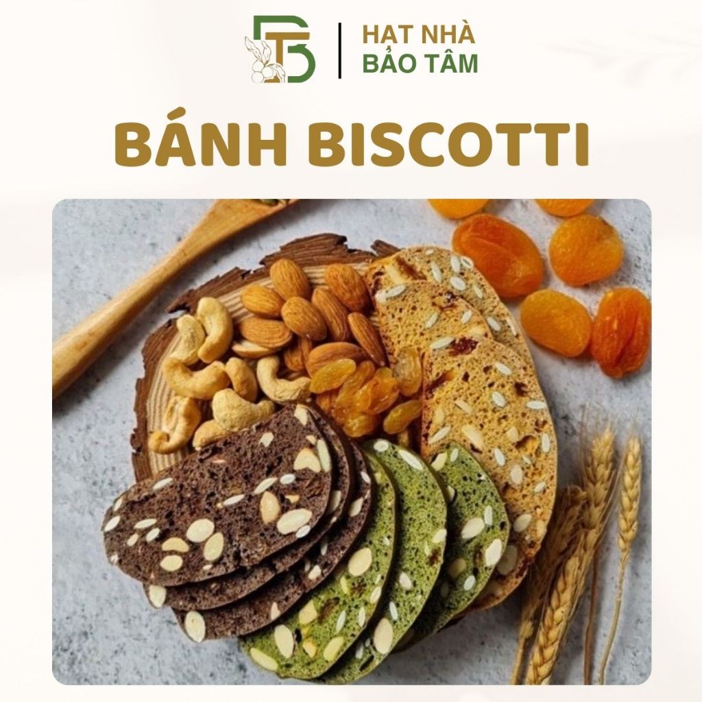Bánh Biscotti Nguyên Cám 3 Vị Thơm Ngon - Xưởng Hạt Dinh Dưỡng Bảo Tâm