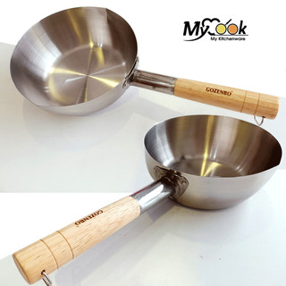 Quánh Inox 304 Cán Gỗ Cao Cấp MyCook Quánh Inox không gỉ, Chảo Inox Lòng Sâu