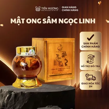 Sâm Ngọc Linh Ngâm Mật Ong hộp gỗ, mật ong ngâm sâm TRIMICO hỗ trợ tăng cường sức khỏe hộp 500ml