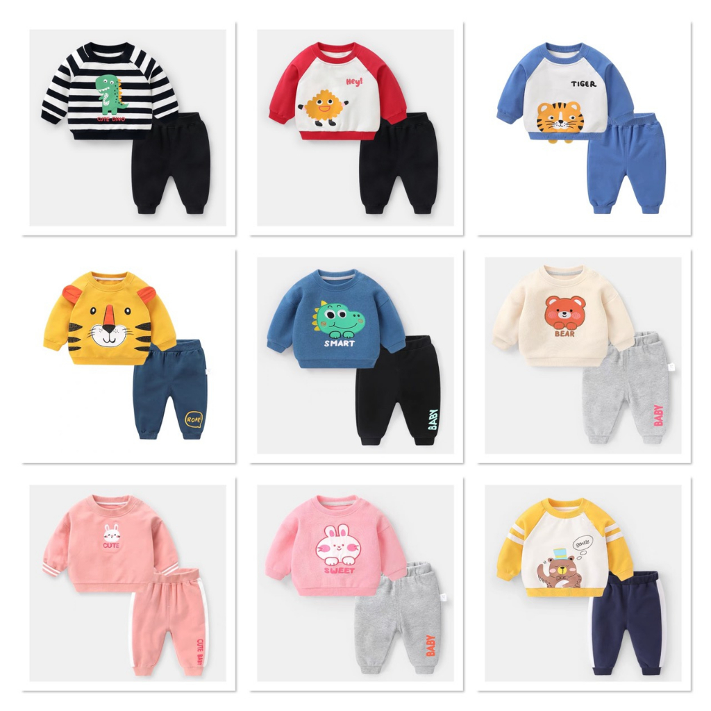 Bộ sweater, bộ dài thu đông cao cấp cho bé trai, bé gái size 5-21kg...