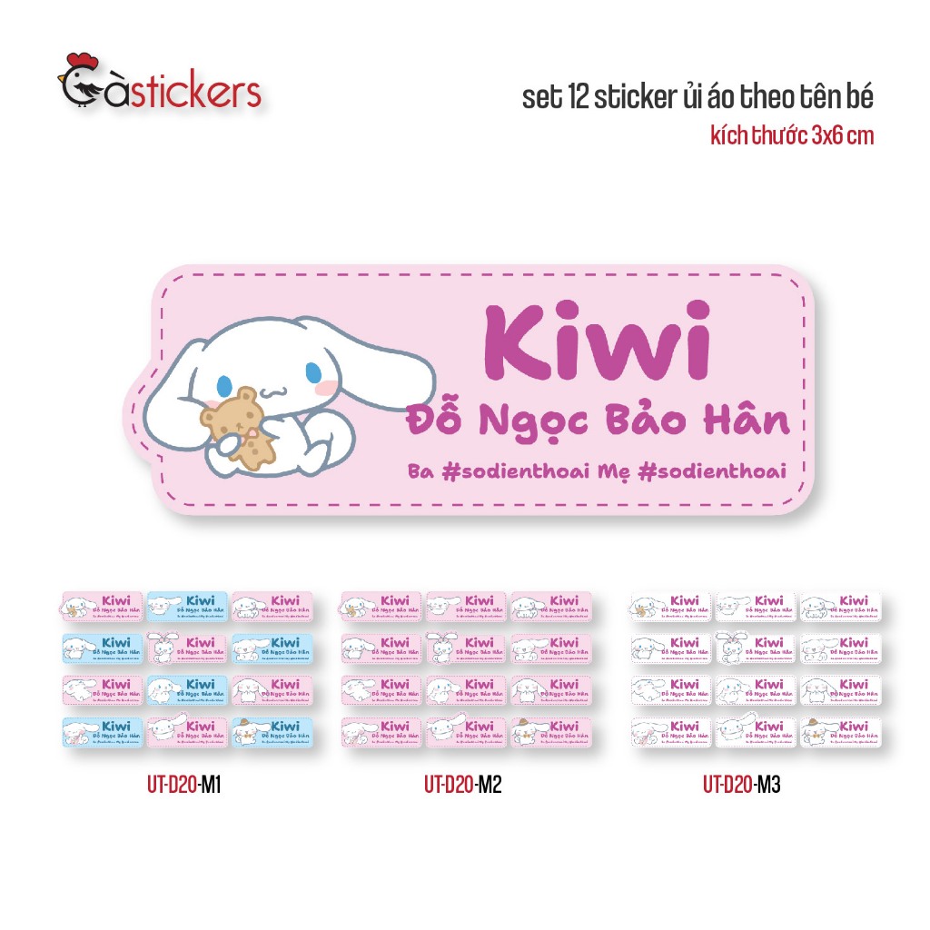 Sticker ủi áo in tên trẻ em GaStickers UT-D20- bộ 12 miếng kích thước 3 ...