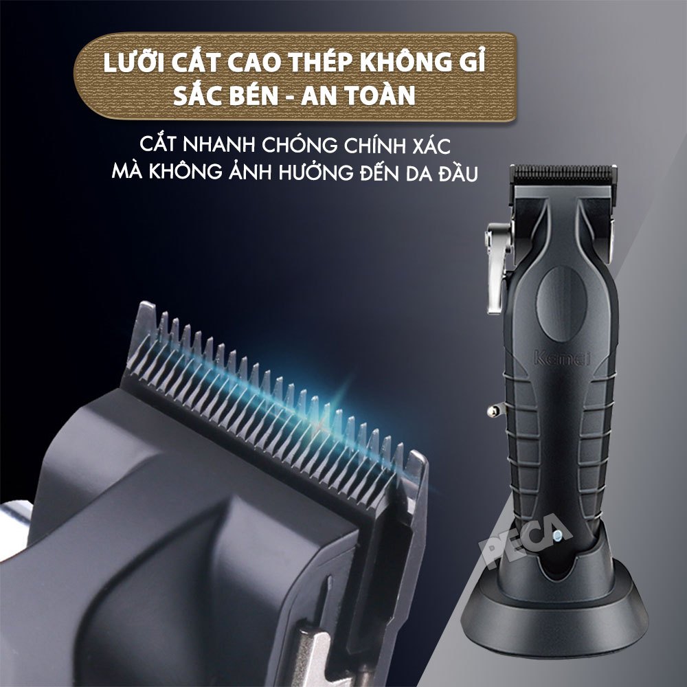 Ảnh Tông đơ cắt tóc chuyên nghiệp Kemei KM-2296 lưỡi cắt mạ carbon công suất mạnh mẽ 5W pin khỏe lithium - Chính hãng 2