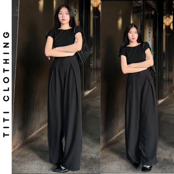 Quần suông ống rộng TiTi03, quần ống suông cạp cao, quần suông vải, quần tây ống rộng, quần dài nữ ống suông