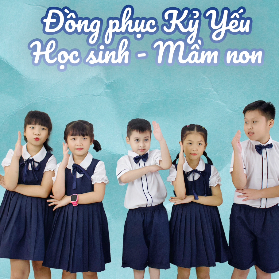 Đồng Phục Học Sinh Cấp 1 Bé Trai & Gái - Áo Sơ Mi, Đầm Yếm, Quần Tây Ngắn Form Chuẩn, Vải Thoáng Mát