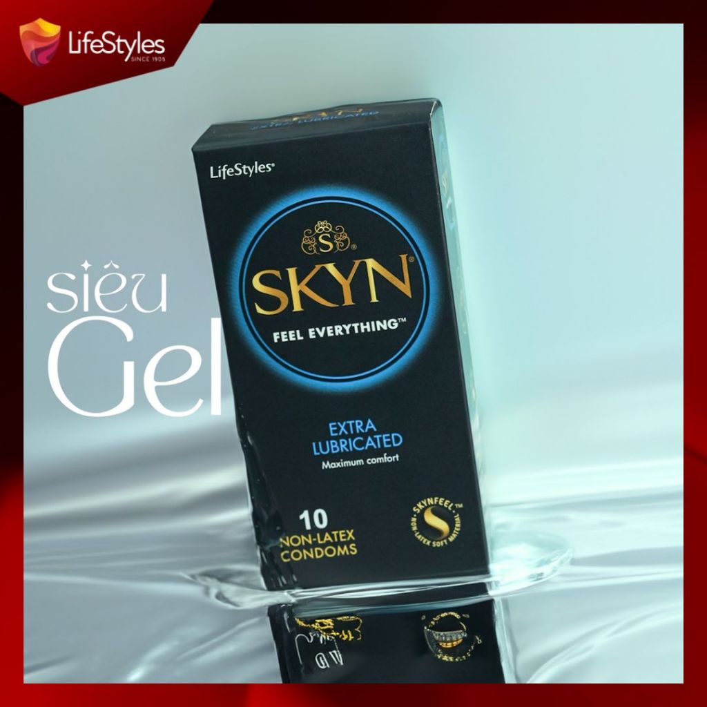 Ảnh Bao cao su siêu mỏng Lifestyles SKYN Extra, nhiều gel bôi trơn non-latex hộp 10bcs 4