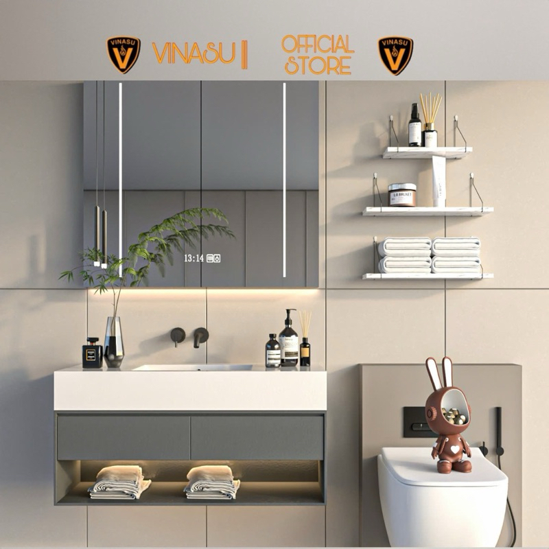 kệ gỗ cao cấp trang trí nhà tắm nhà bếp decor phòng khách Vinasu