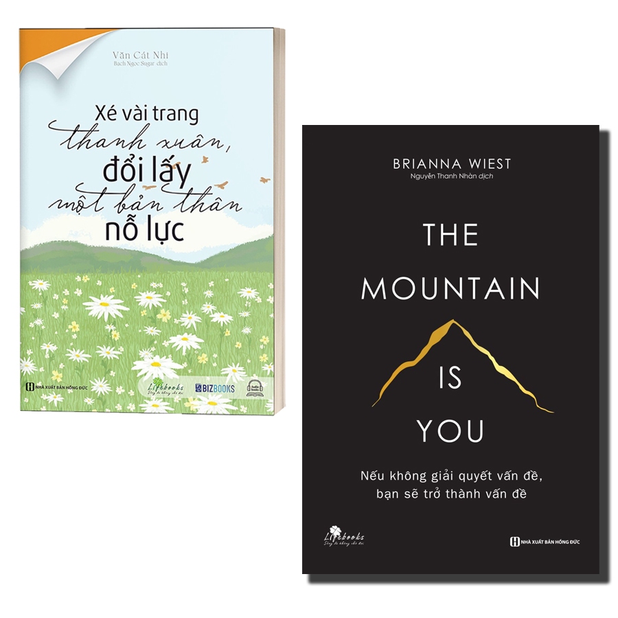 sách Xé Vài Trang Thanh Xuân, Đổi Lấy Một Bản Thân Nỗ Lực và The mountain is you Nếu không giải quyết vấn đề, bạn sẽ trở