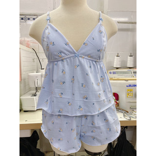 Set đồ ngủ phối cúp bra chất cotton mát mịn - Mimihouse